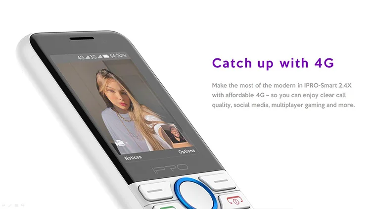 IPRO hot selling 512MB+4G memory 1800mAh battery long battery life dual SIM phone 2.4 inch kai os 3G/4G feature phone