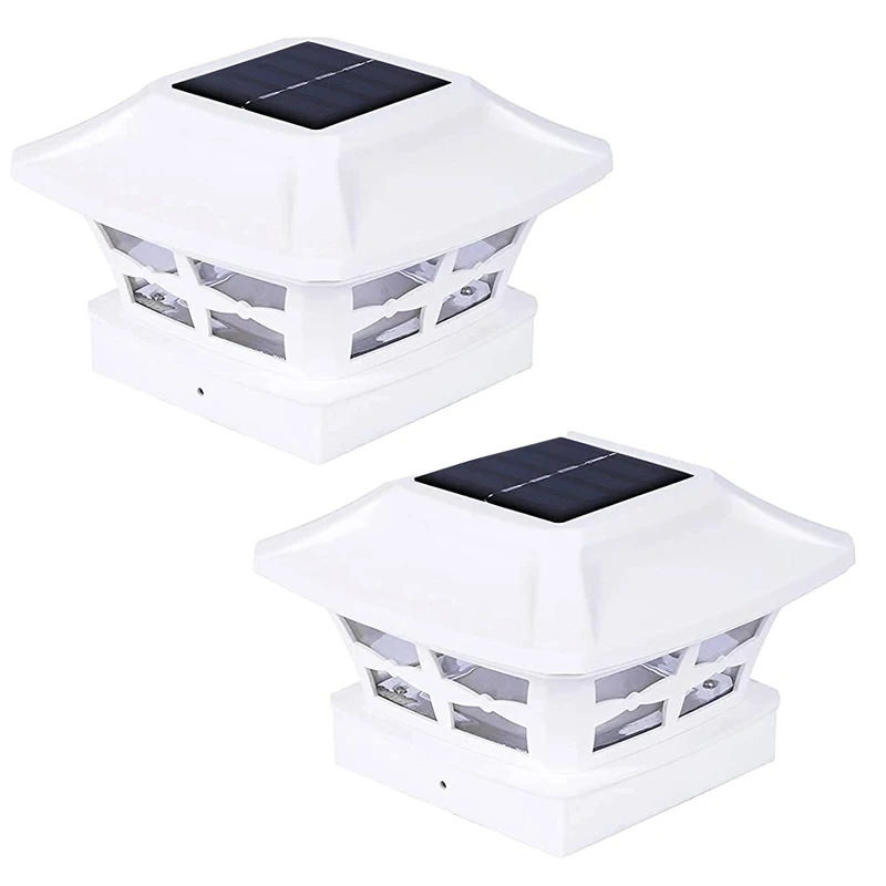 Solar Powered Post Cap Light for 4x4 PVC Posts LED Post Deck Cap Square Fence Light Pillar light Landscape Lamp PVC Vinyl Wood