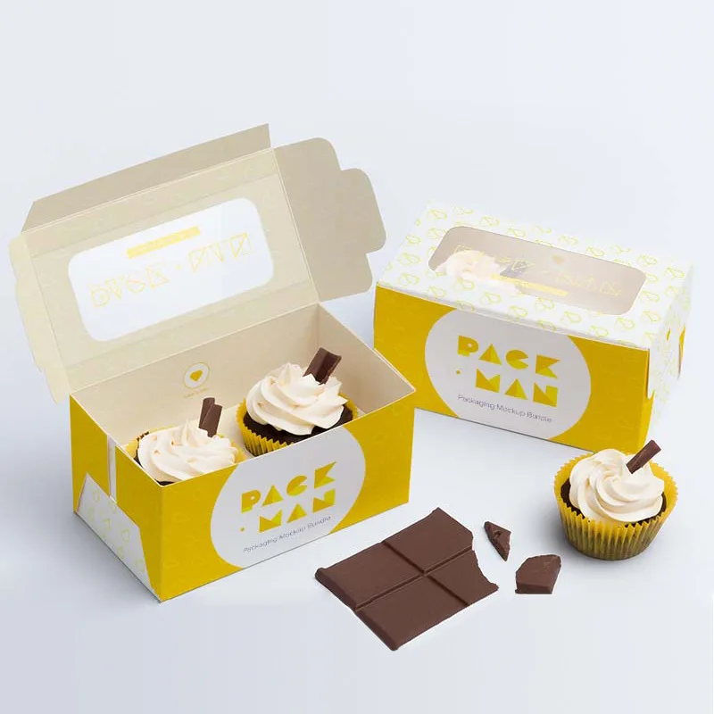 Custom style pet window cupcake homemade bakery pastry cake packing box on sale