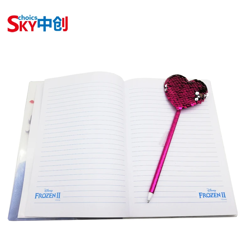 2021 New Trend Design school notebooks, PVC cover glitter paper custom notebook with pen
