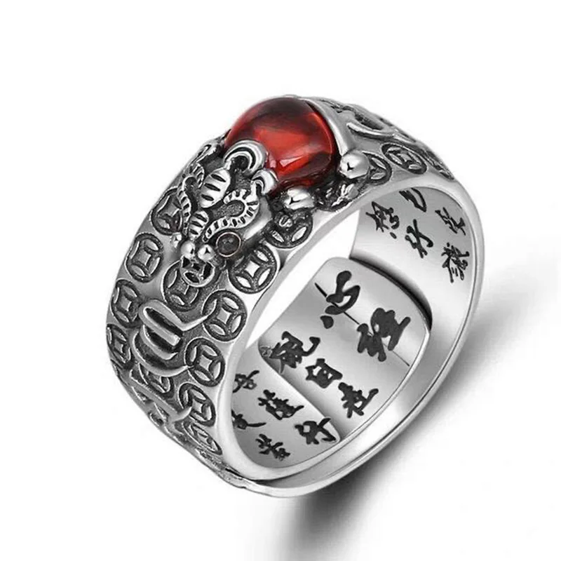 KDC2175 wholesale Hiphop Rock Ring lucky feng shui pixiu  Mantra wealth and protection women men feng shui ring pixiu