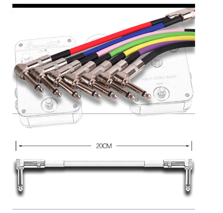 Wholesale 20CM Audio Mono Pedalboard Cord Instrument Cables Colored Effect Pedal Guitar Patch Cable