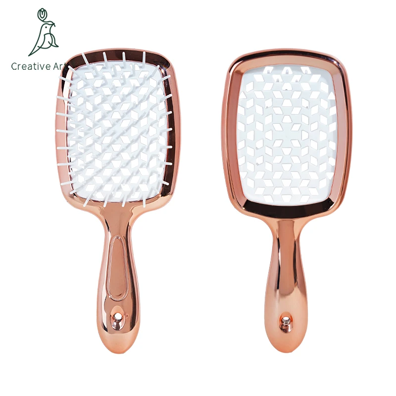 Grid Electroplating Comb Long Handle Vertical Balloon Massage Air Cushion Hair Comb Straightening Comb