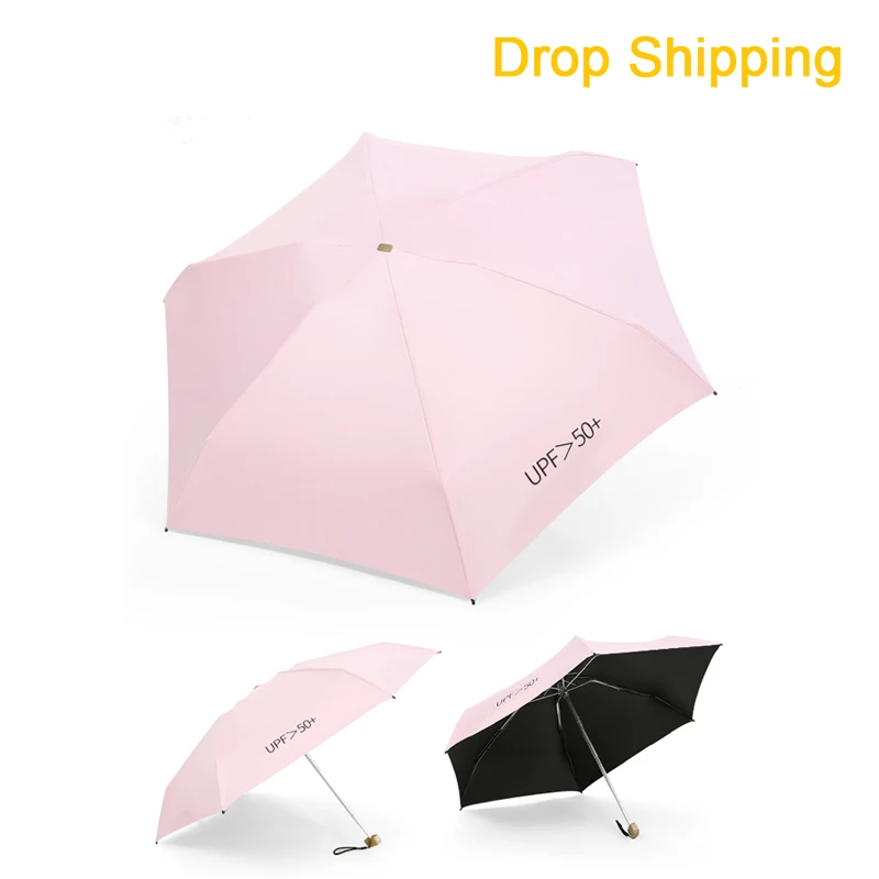 Drop Shipping personalized black UV coating pongee mini capsule pocket umbrella