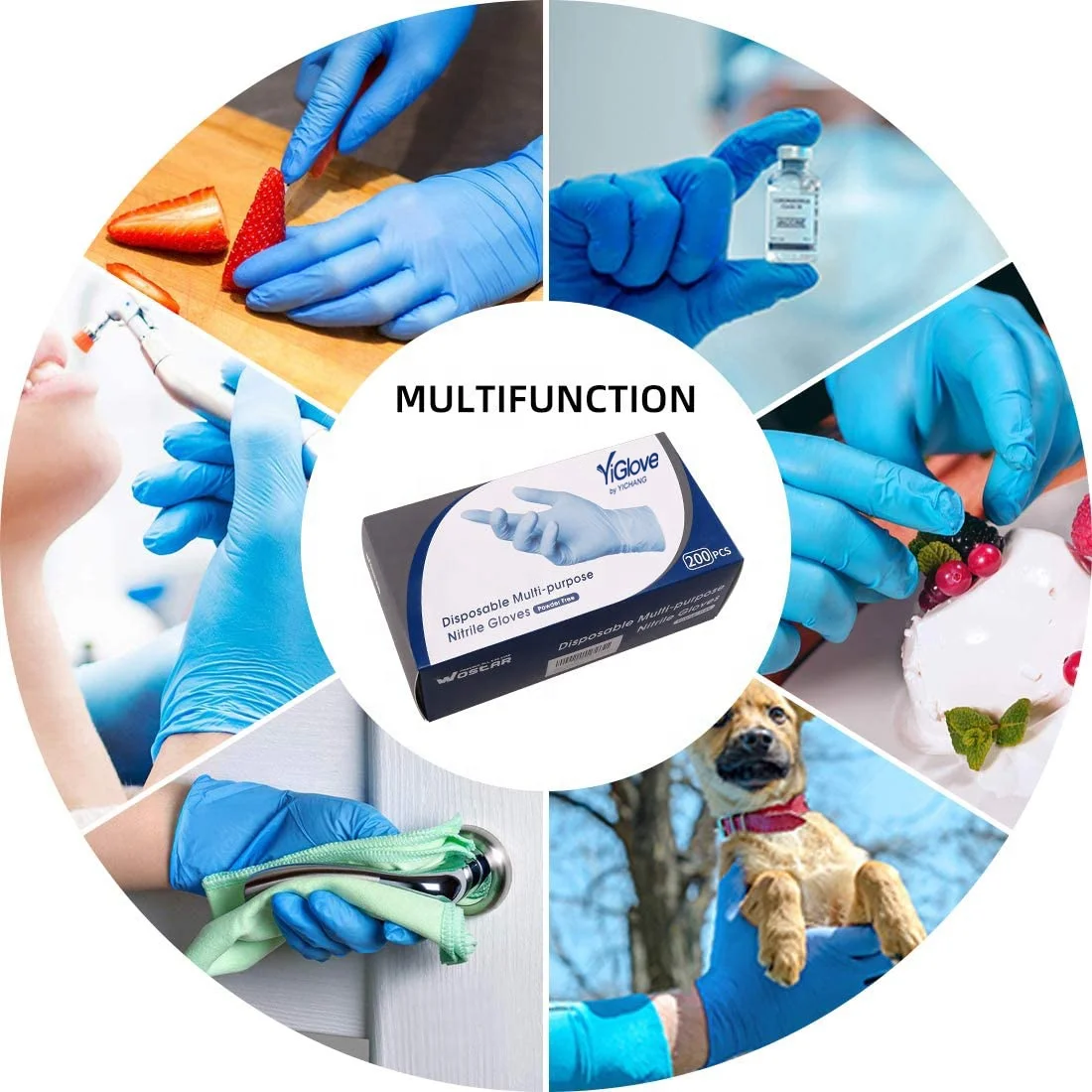 Latex Powder Free 50 pack Long Disposables Gloves Gante Nitrile Bleu For Preparing Food