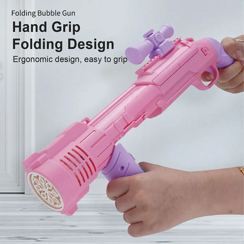 Outdoors Activity Bubble Machine Shooter With Colorful Light Bubble Blower Toys  10 Holes Rifle Bubble Gun For Kids