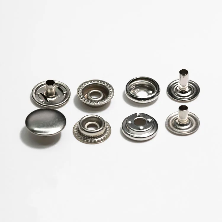 Custom Emboss logo 15mm Silver Black Snap Fastener Metal Snap Button for Clothes Bags Accessories 4 Part Snap Buttons