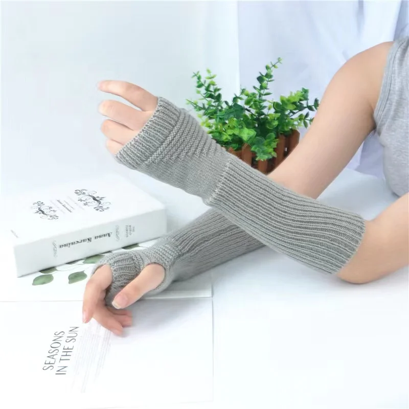 Winter Knitted Women Finger less Arm Warmer Gloves Cashmere Gloves