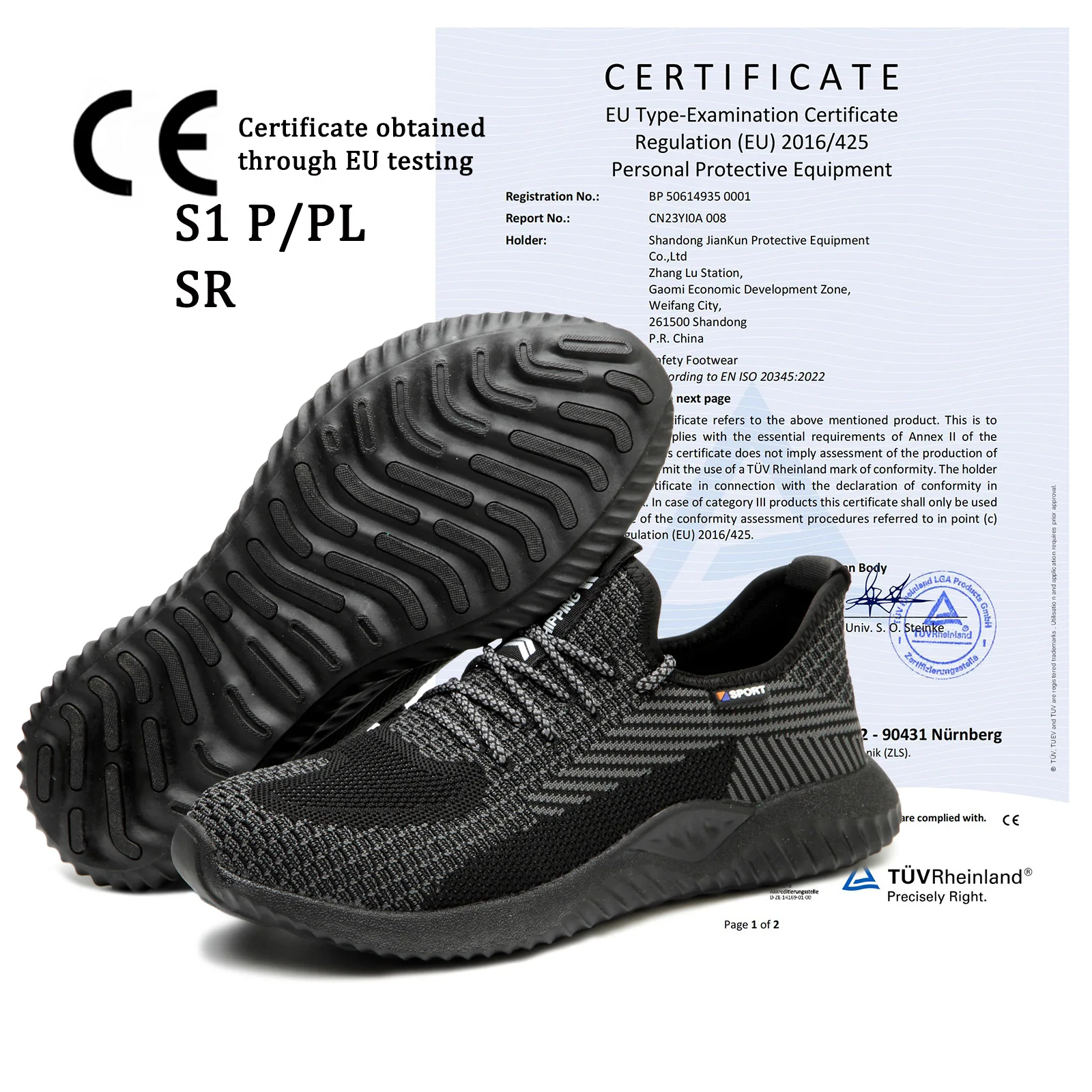 JIANKUN CE+ASTM Fashion new safety shoes breathable flying woven wear-resistant rubber soles outdoor work steel toe safety shoes