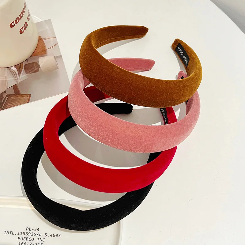 Autumn And Winter Style Velvet Headbands Simple Pure Color Sponge Headbands For Women