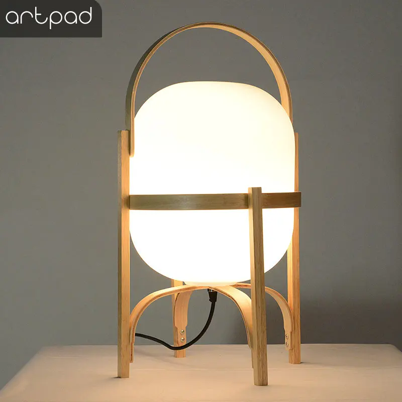 
Japanese Natural Wood Glass Table lamp Bedroom Bedside Lamp E27 LED Standing Lamp Light for Living Room Study Tabletop Lighting 