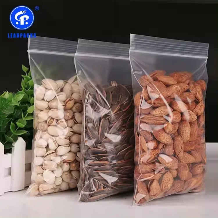 Clear Flat Bottom Stand Up Packing for Zip Food Storage Lock Transparent Resealable Sugar And Tea Household Supplies Pouches