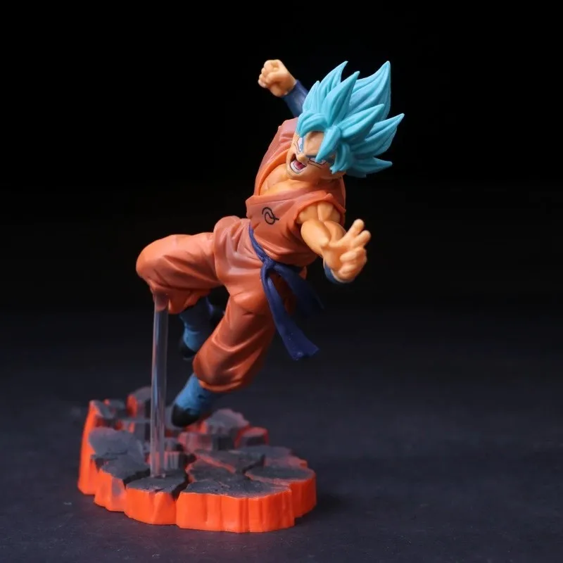 Japanese 14CM Anime Figurine Dragon Blue Hair to Ball Z Heros Super Saiyan Son Goku Model Toy