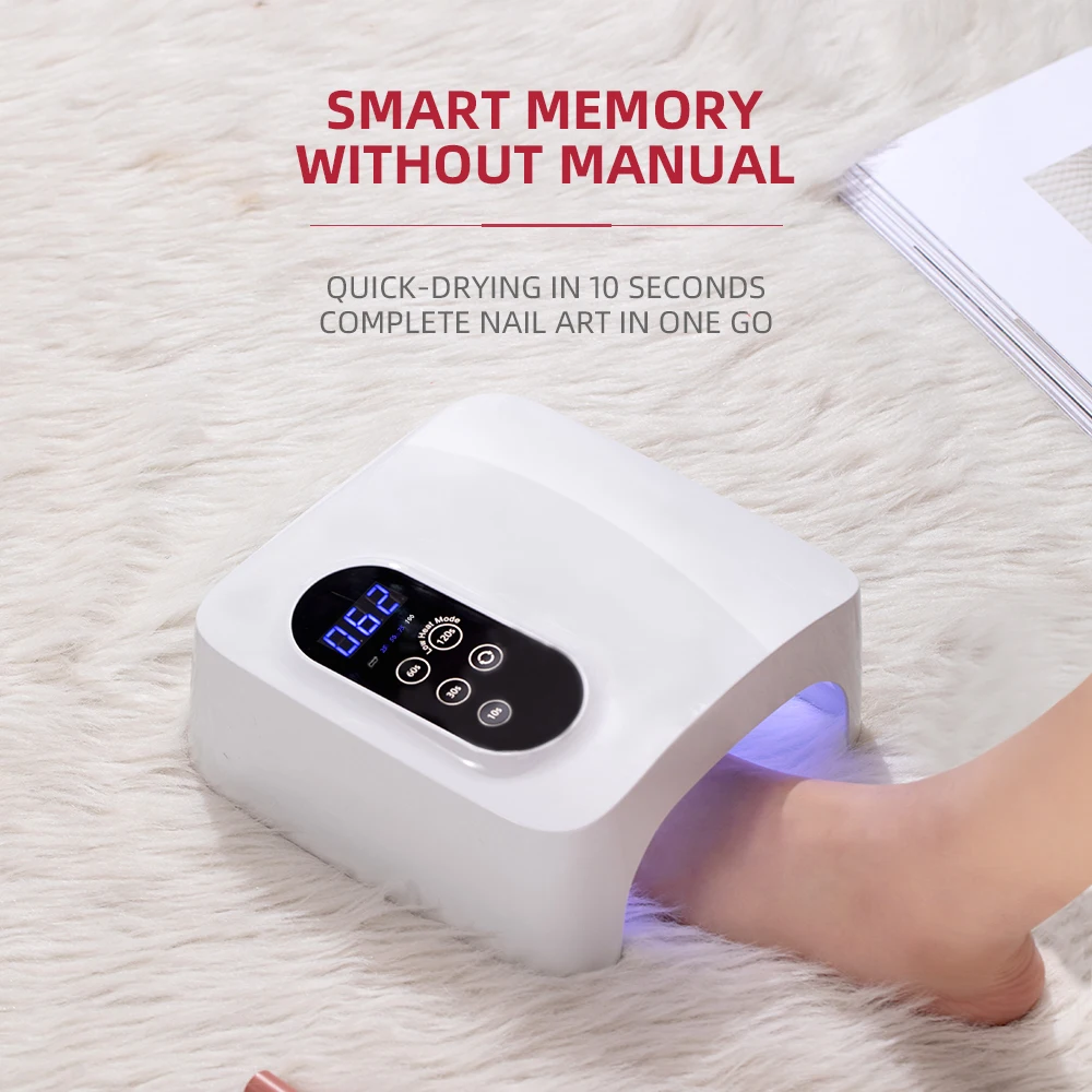 New Rechargeable Nail Lamp 72W Wireless Touch LCD Display Intelligent Sensor Gel Curing Lamp