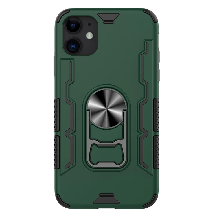 Hot Selling 360 Rotating Convenient Car Holder Hybrid Back Cover TPU Bumper Metal Kickstand Phone Case For iphone 11 6.1
