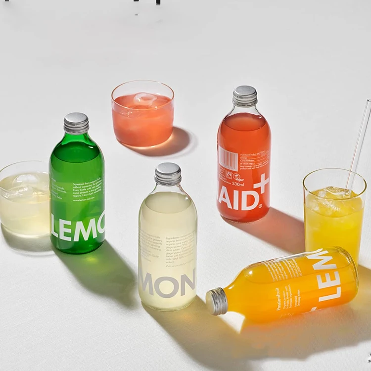 French square 280ml 500ml high quality clear glass beverage fruit wine bottle milk tea drink glass bottle for juice