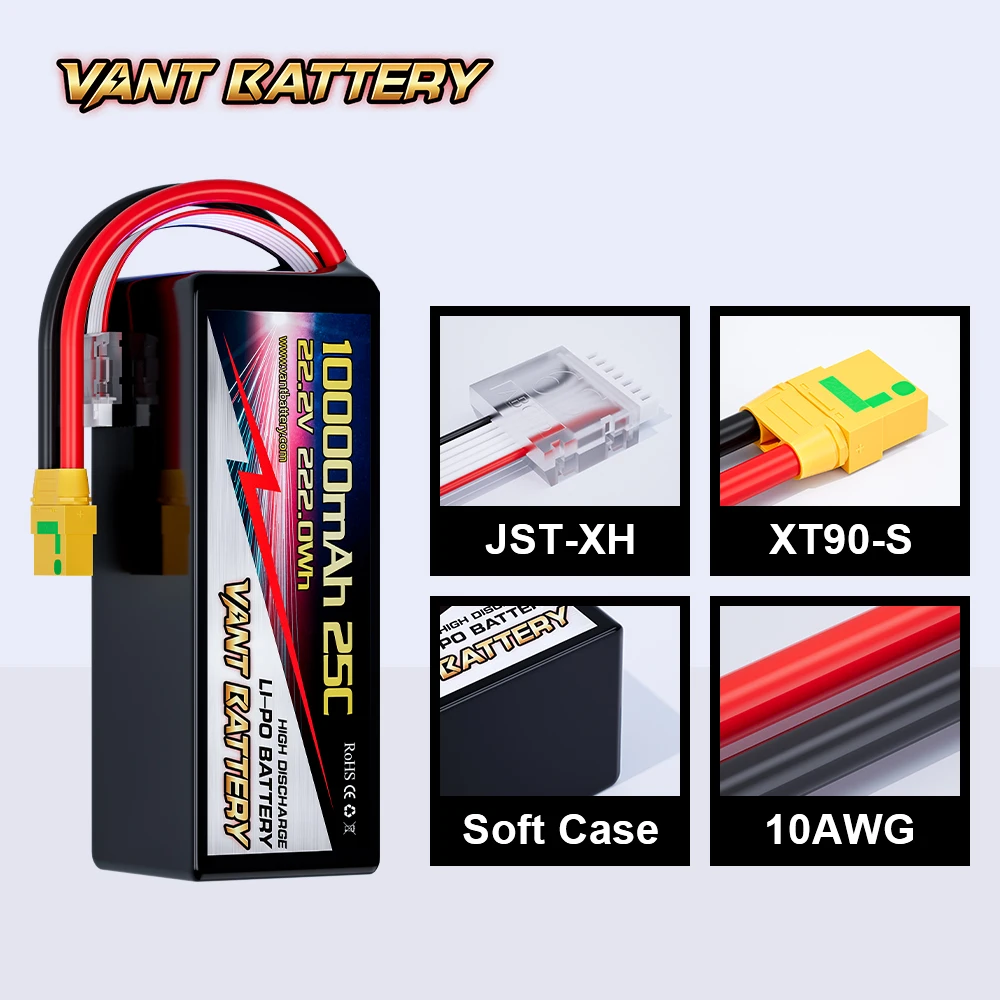 Drone battery UAV batteries 6S 22.2V 10000mAh 25C Lipo batteries for drone Quadcopter Airplane Helicopter