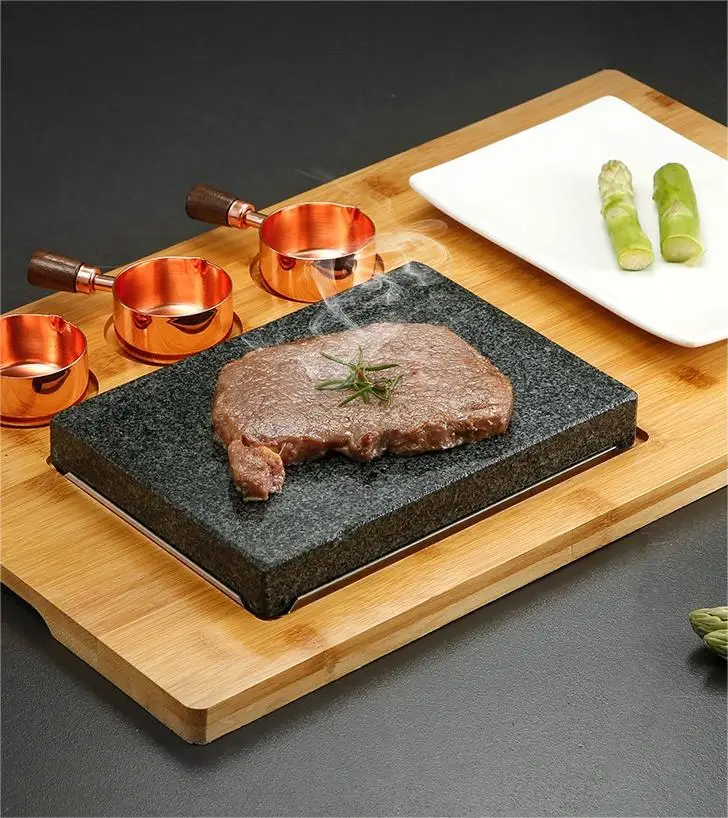 Complete set cooking stone lava rock steak stone plate indoor bbq tabletop grilling stone