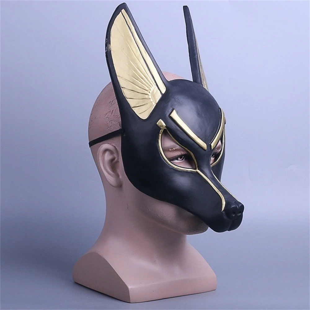Egyptian Anubis Cosplay Face Mask Wolf Head Jackal Animal Masquerade Props Party Halloween Fancy Dress Ball