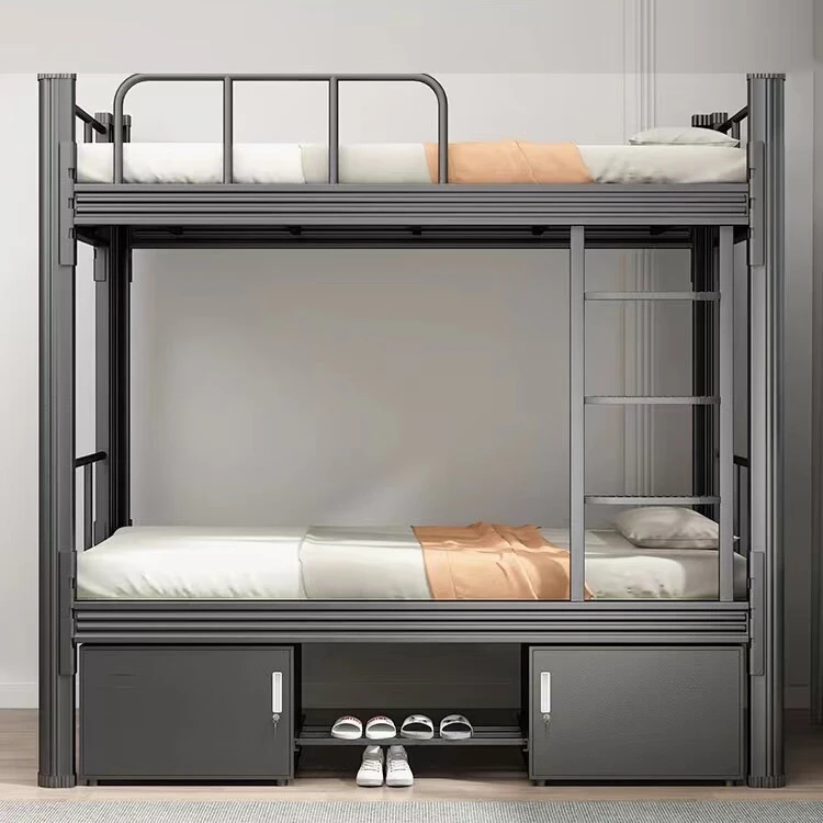 Knock-Down Double Decker Metal Bed Design For Adult Bedroom Dormitory Children Bunk Beds With Stairs