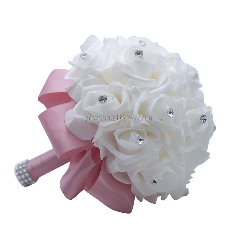 Bridal Foam Rose White Flower Party Bridesmaid decorations Wedding Bridal Bouquet