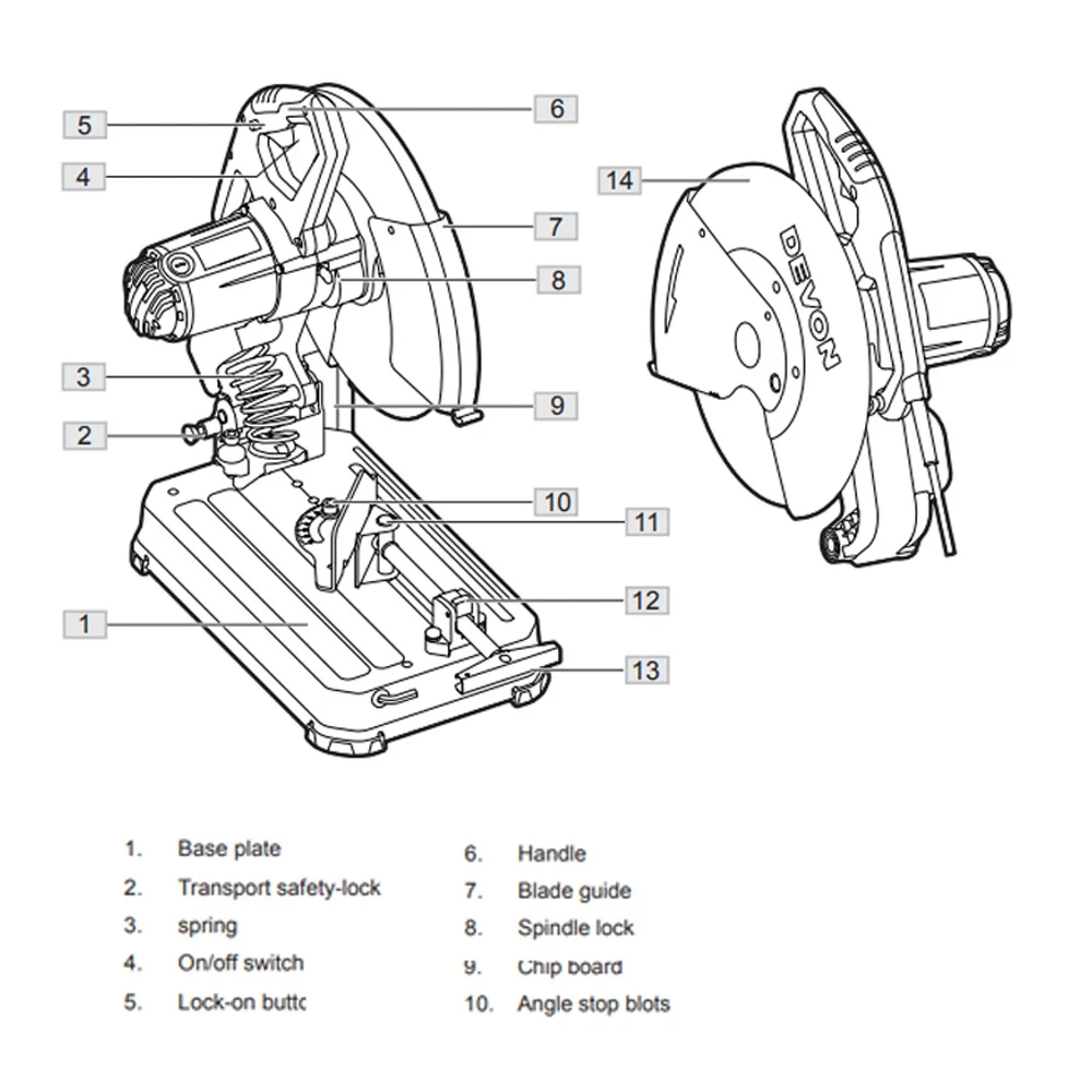 DEVON 3800r/min industrial 14inch 355mm 2200W cut off machine chop saw metal cutting saw