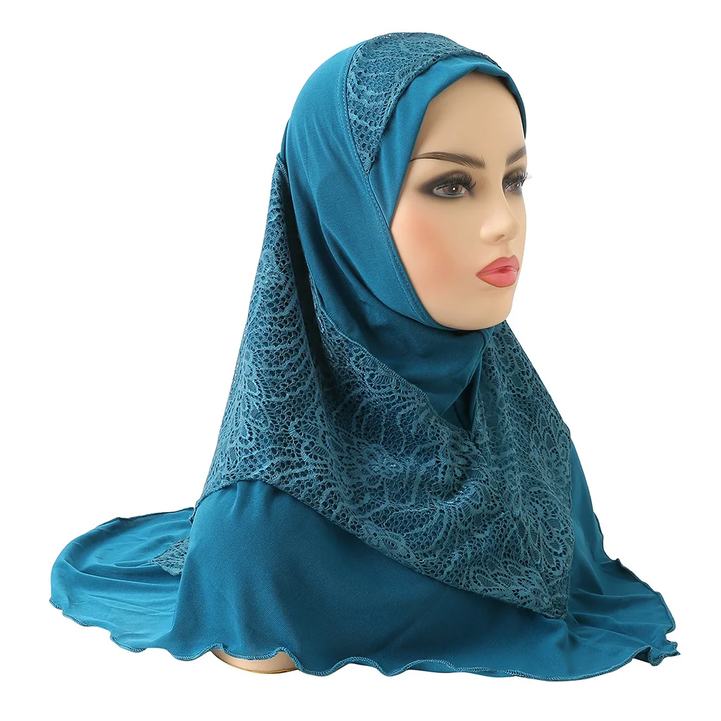 2022 Popular Hijabs Malay Ladies Lace Stitching Veil Hat hijabs