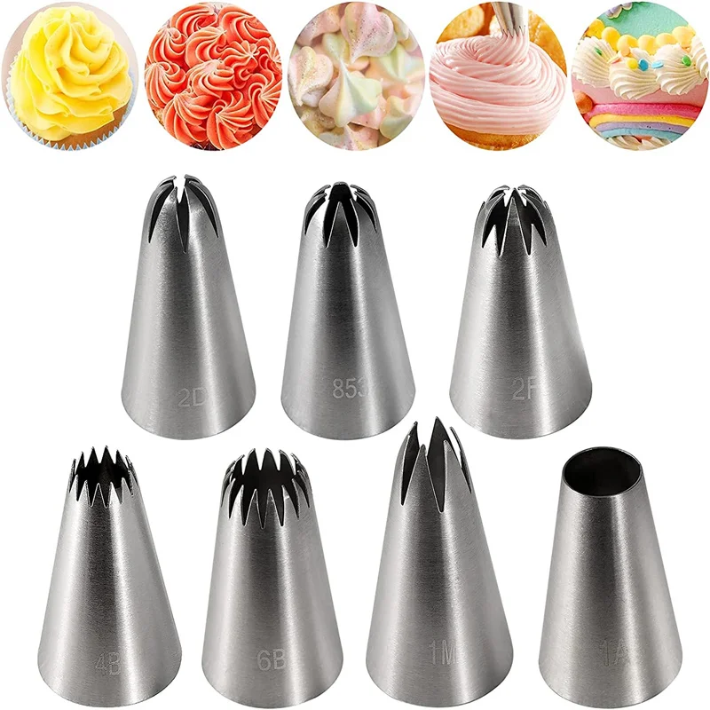 Wholesale Medium 7-Piece Set of Decorating Nozzle Cake Cream Decorating Nozzle 304 Stainless Steel
