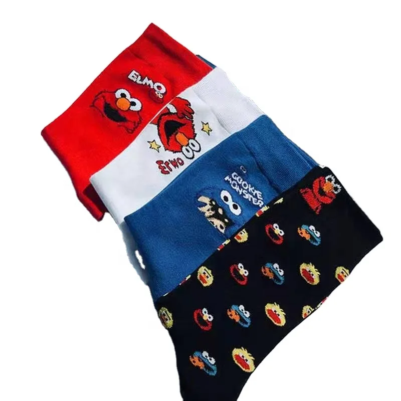 
MOQ 12pairs wonder funny happy elma cartoon women cotton calcetines customized tube ankle anime socks 
