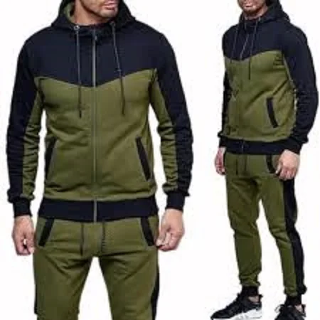 zip Through  jogging suit customize print logo multi pocket 8786