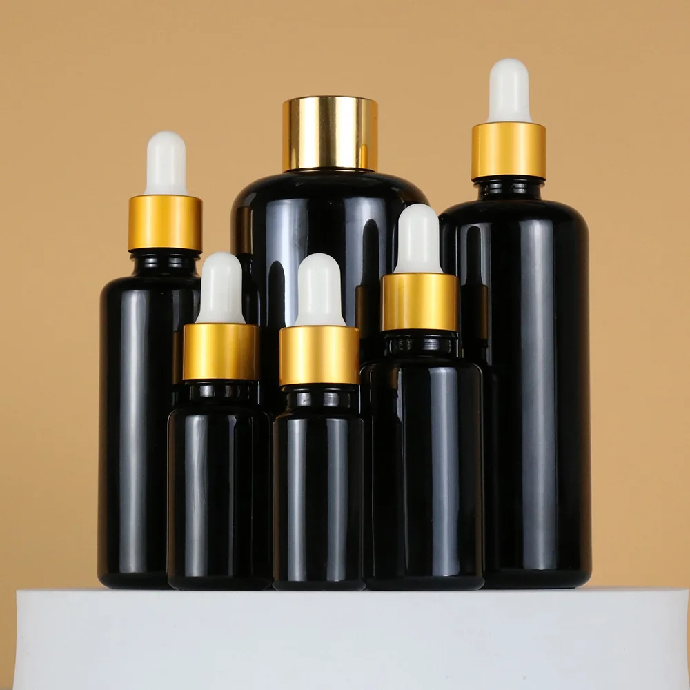1oz  Amber Green Blue Clear Black White Glass Essential Dropper Bottle  for Pharma and Cosmetic packaging 10ml 15ml 20ml 30ml