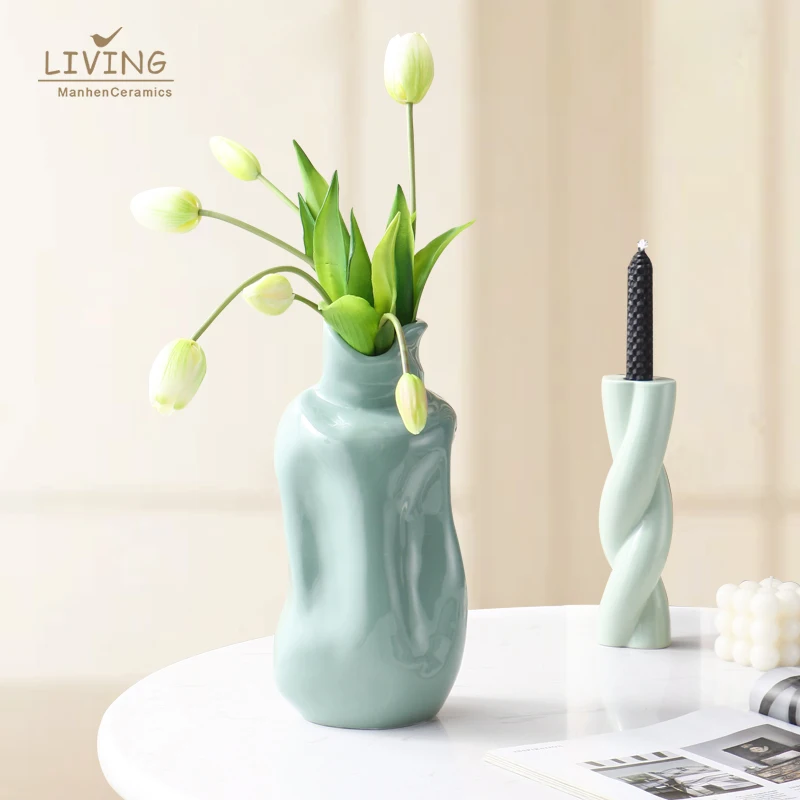 Скандинавская керамическая ваза для украшения дома декоративная цветная
