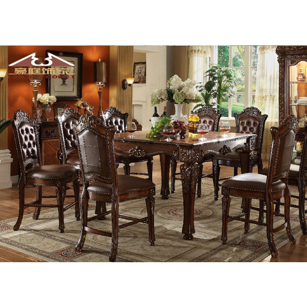 Euro 6 chairs and gold black wooden dining table set