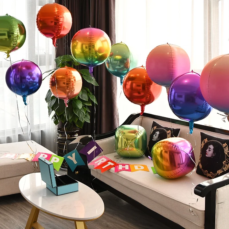 Happy Birthday Party Decoration Globos Decoration 22 Inch 4d Self Inflating Balloon Round Shape Foil Balloon