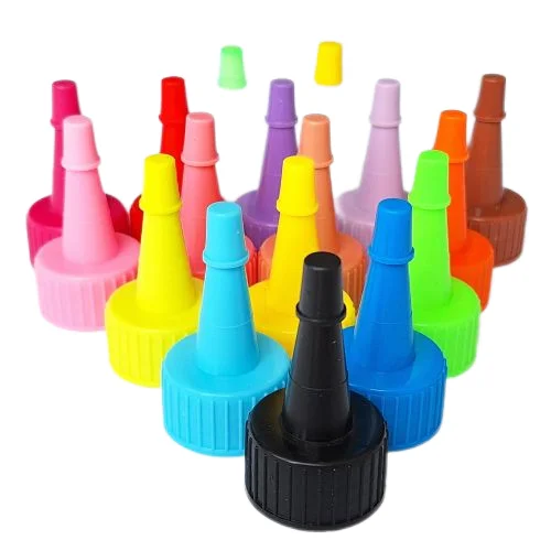 Customized colors 18 20 24 28 38mm lub oil spout cap glue chemical ink packaging dropper bottle point nozzle yorker cap