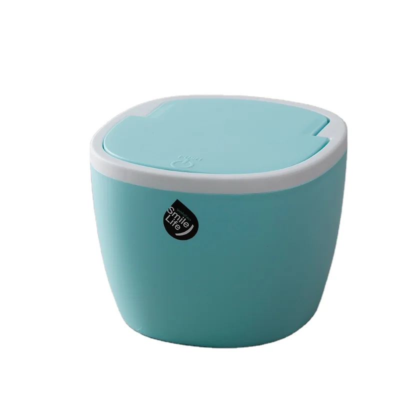 Modern Plastic Mini Trash Can with Lid - Wastebasket for Bathroom Vanity  Desktop Tabletop or Coffee Table