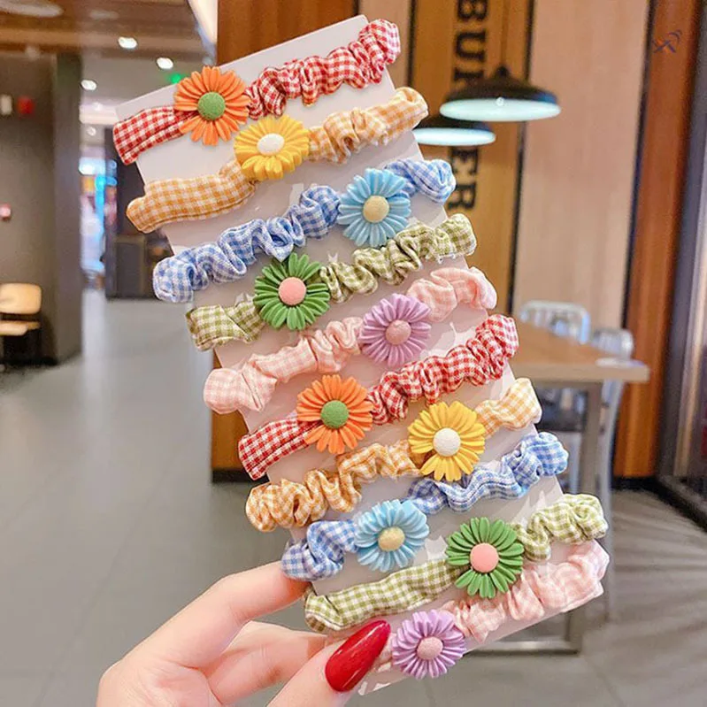 HONEY FLOWER Girls Small Intestine Hair Ring Plaid Head Rope Baby Elastic Hair Rope Children Hair Band Scrunchies