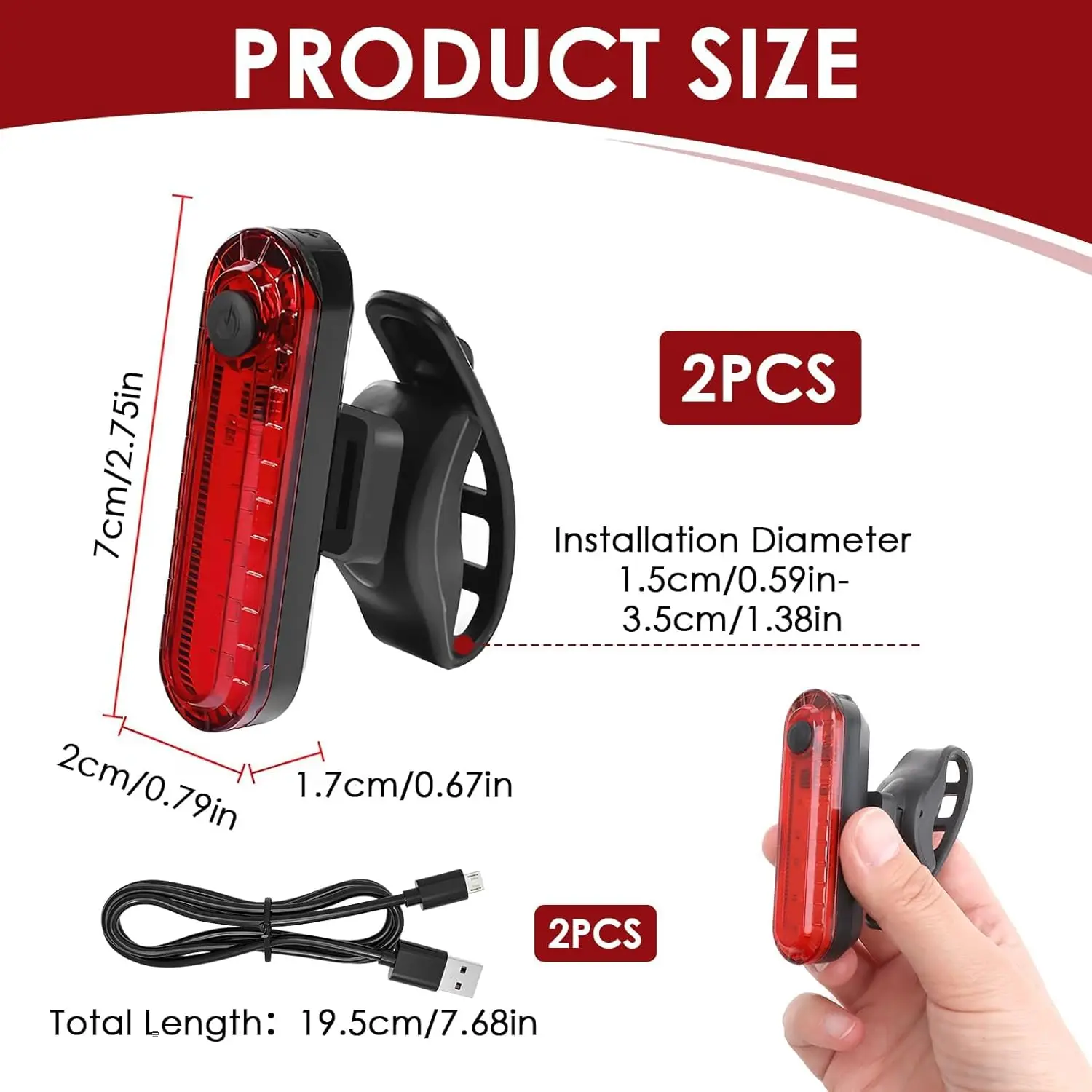 Customized Package Usb Rechargeable Lights Suitable Night Riding Bicycle Lights Bright Bicycle Front and Tail Led Light