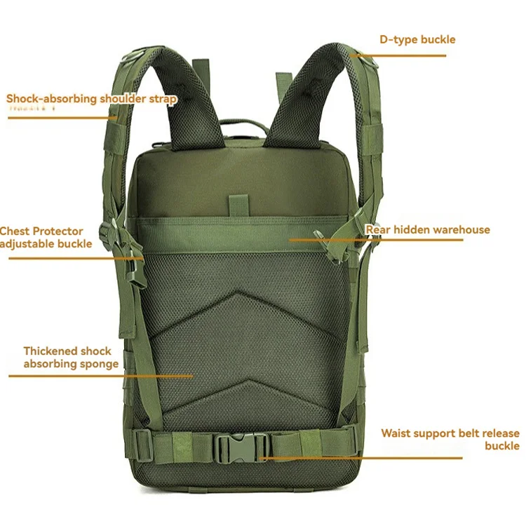 Custom multicolor camouflage outdoor mountain range 45L 900D polyester Oxford HOOk & LOOP medic tactical backpack