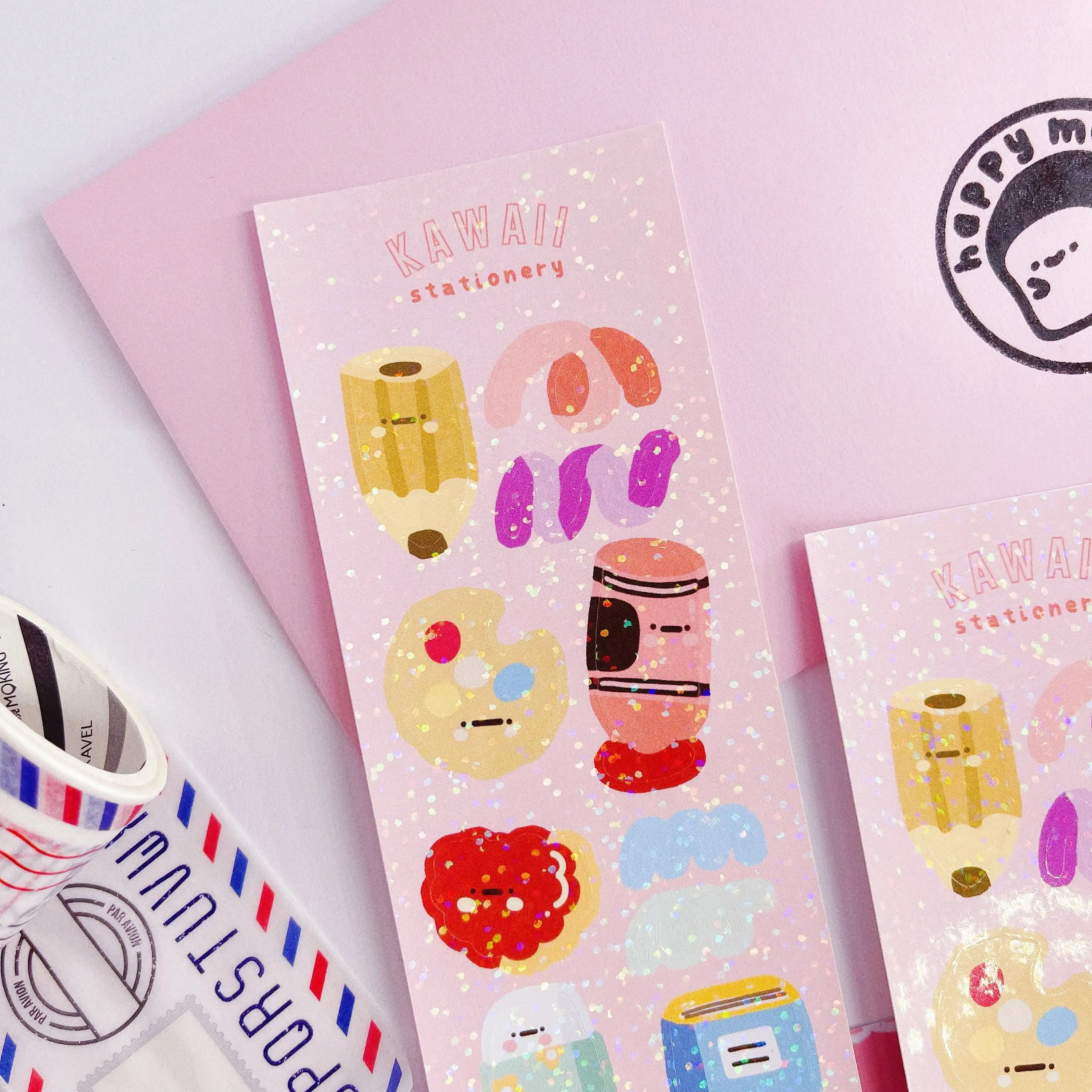 Wholesale K-pop custom printing  Lovely Journal Decoration holographic vinyl custom die cut sticker sheet