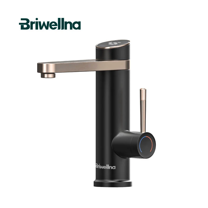 Briwellna 220V Rotating Bathroom Mixer Hot And Cold Mixer Water Tap Instant Electric Heating Water Saving Faucet