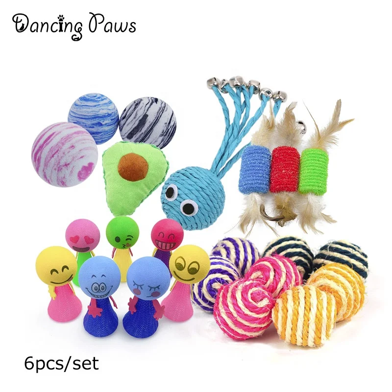 Factory Wholesale Lovely and Cute funny ball Cat Pet Interactive Toy 6 pcs/Set