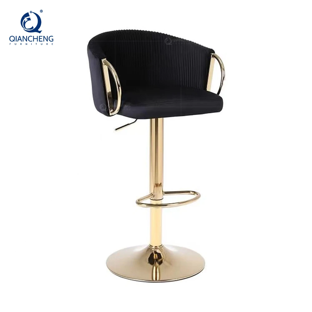 Modern Luxury Gas Lift Bar Chair with Swivel Adjustable Height Stool High Counter Backrest Home Cafe Hotel other bar furniture