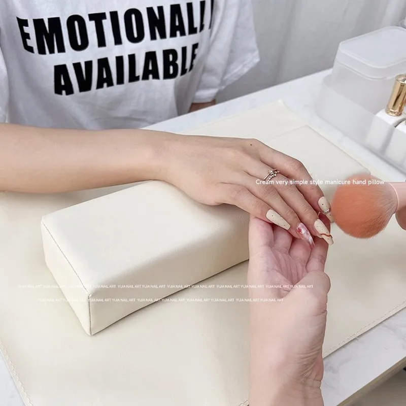 Cream Nail Hand Pillow Hand Cushion Set Dust and Stain Proof Leather Table Cushion Tool for Nail Shop