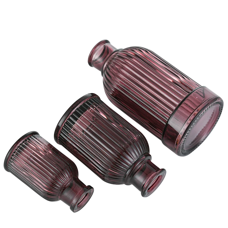 wholesale 230ml clear glass aromatherapy essence oil bottle vertical stripe aromatherapy bottle