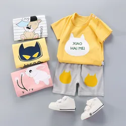 Children Clothing Set Kids Boys Summer Sports Casual Short Sleeve Clothing Sets Solid Color Girls T-shirt Set 2pcs Custom Logo