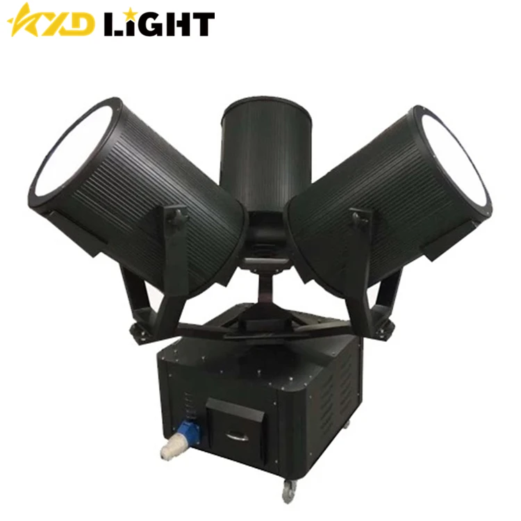 Xenon lamp 1kw Three 3 Heads 2kw Outdoor Lighting Sky Searchlights Tracker Stage Lighting For Hotel Theme Park Advertise Sale