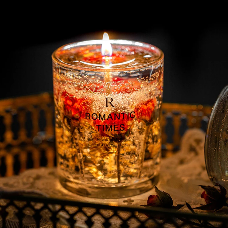 DRIED FLOWERS Wholesale 100% natural soy scented candle in glass candle jar with lid