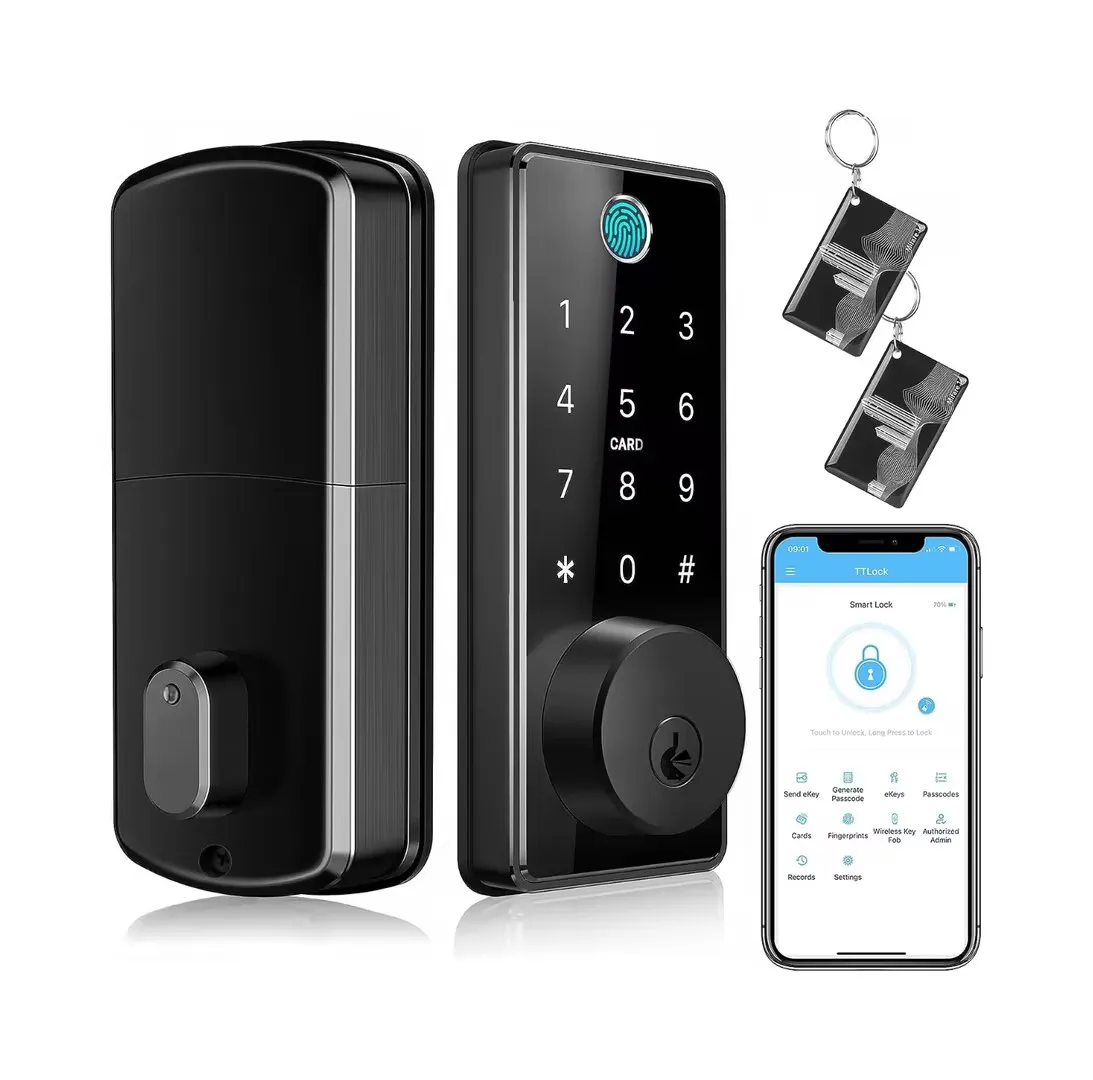 Factory Best Smart Door Lock Waterproof Keyless Tuya APP Fingerprint Password Card Smart Rfid Lock