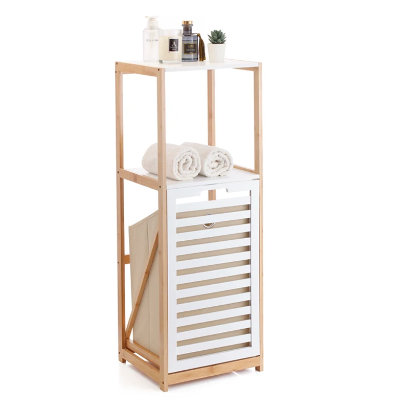 Large Bamboo Wood Laundry Basket for Dirty Clothes Storage Solution for Bathroom or Home Convenient for Storage Organization